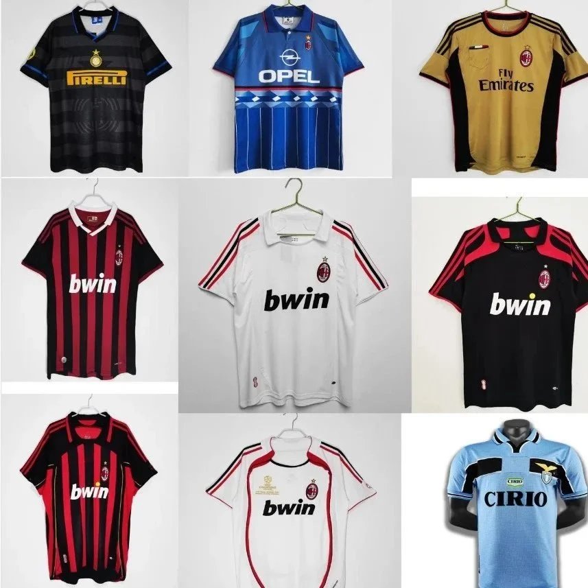 AC Milan 2006-07 Home Jersey Black-Red Stripes Pirelli Sponsor
