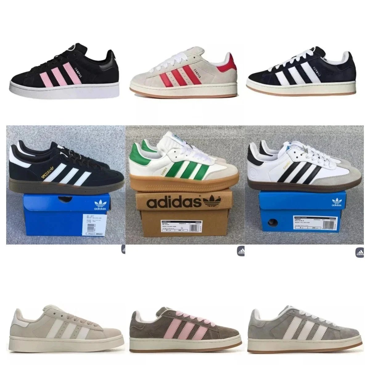 Adidas Samba Classic Leather Sneakers - Black Pink Three Stripes