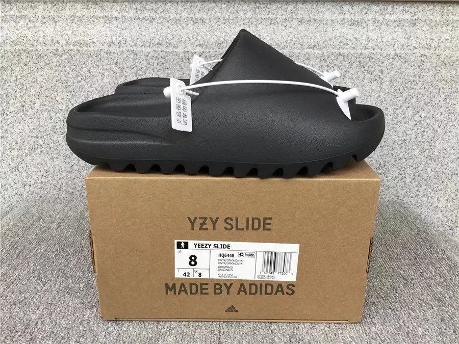 Adidas Yeezy Slide Black with White Strap Detail