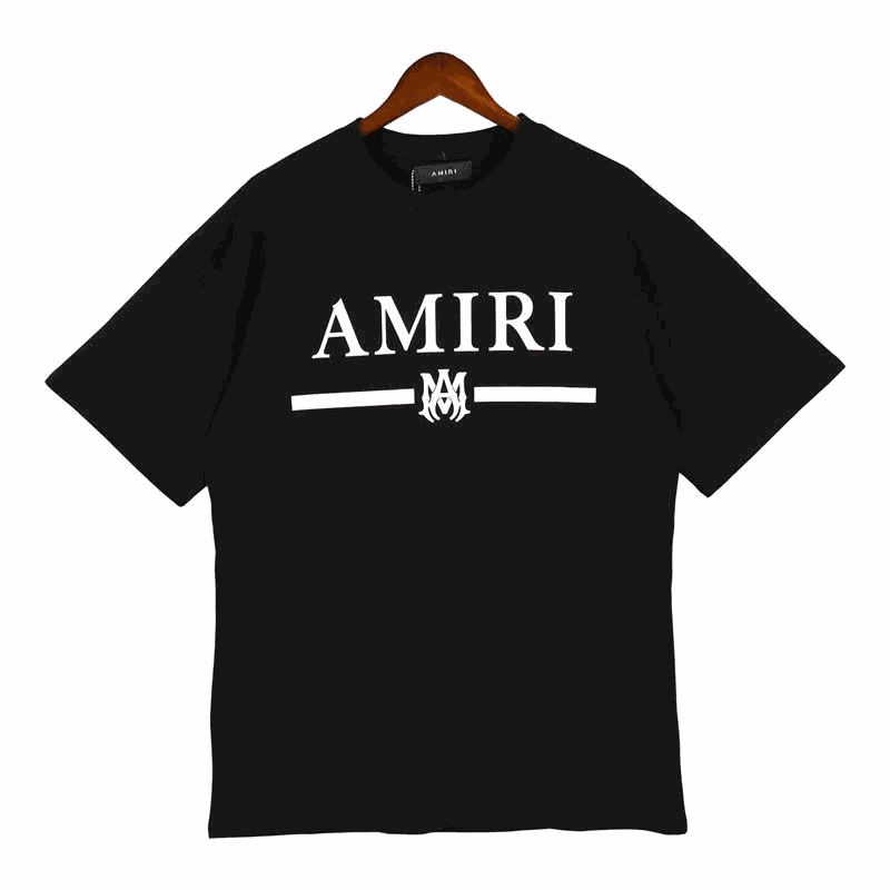 AMIRI Black Graphic Logo T-Shirt with Horizontal Bar Design