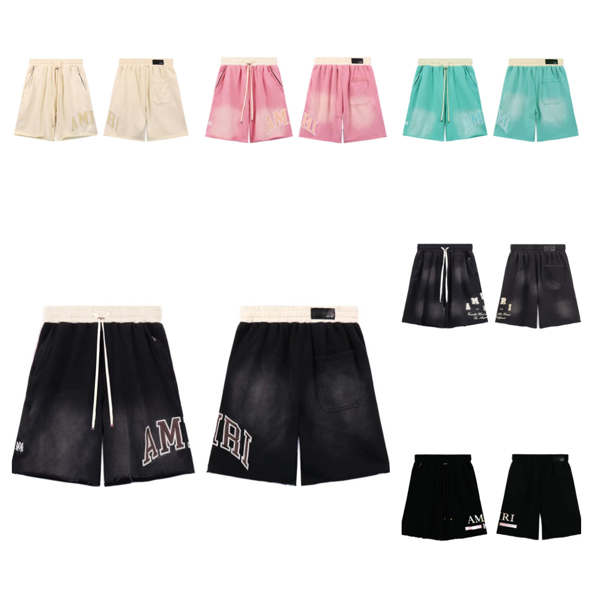 Amiri Dip-Dye Cotton Shorts - Black Gradient with Embroidered Logo