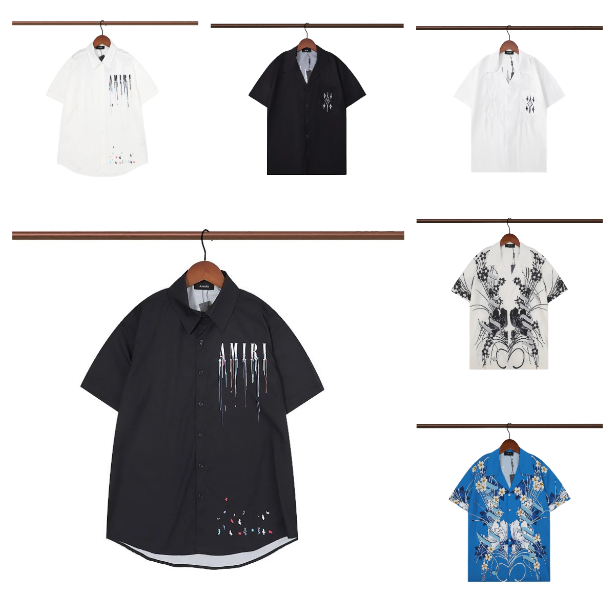 AMIRI Dripping Logo Short Sleeve Shirt Black