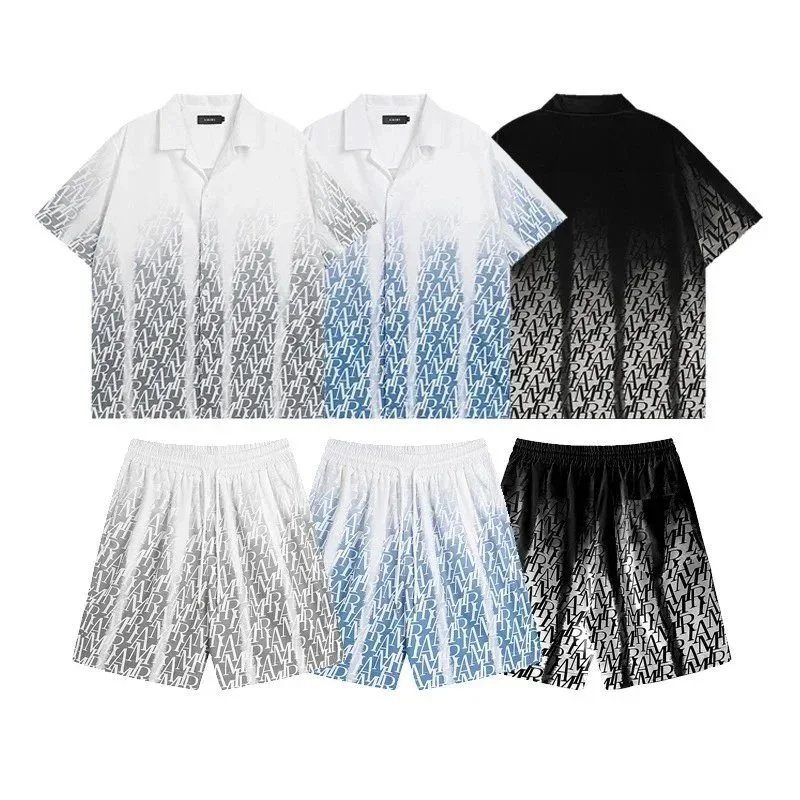 AMIRI Gradient Logo Print Short-Sleeve Shirt and Shorts Set