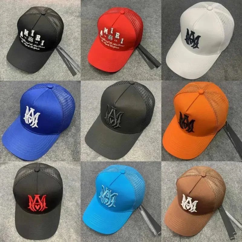 AMIRI Mesh Trucker Cap with Embroidered Logo - Black Red White Blue Orange Brown