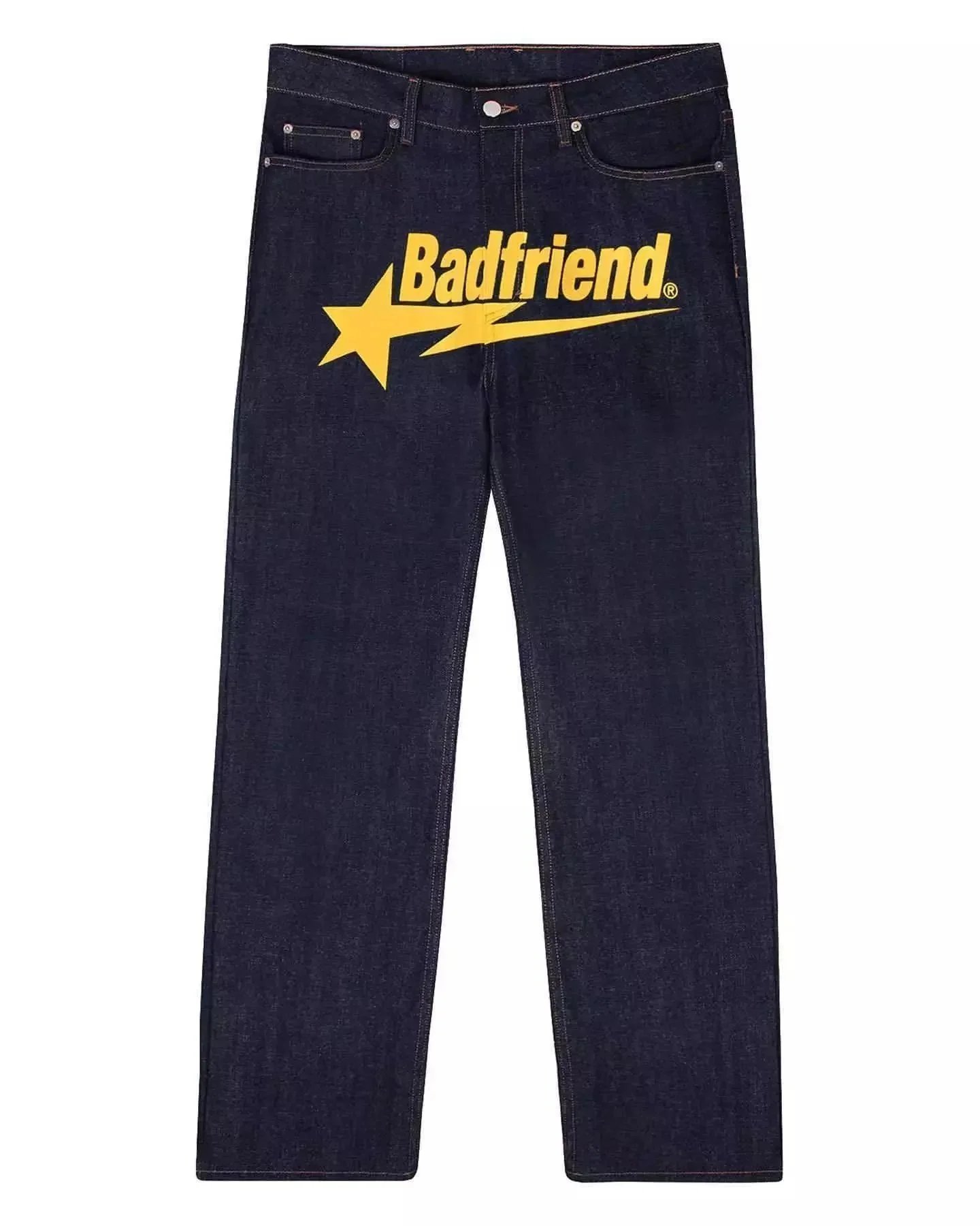 Badfriend Star Logo Raw Denim Jeans - Deep Indigo