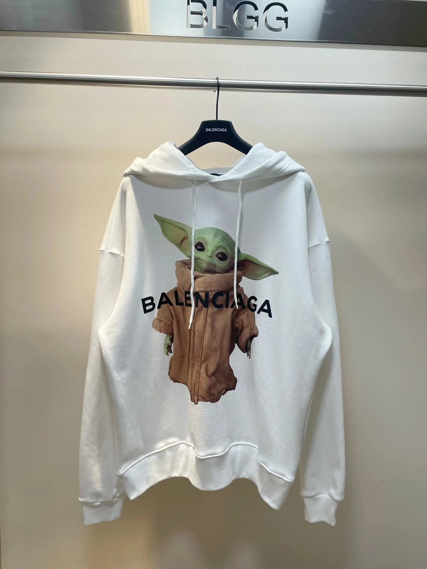 Balenciaga Baby Yoda Graphic Hoodie White