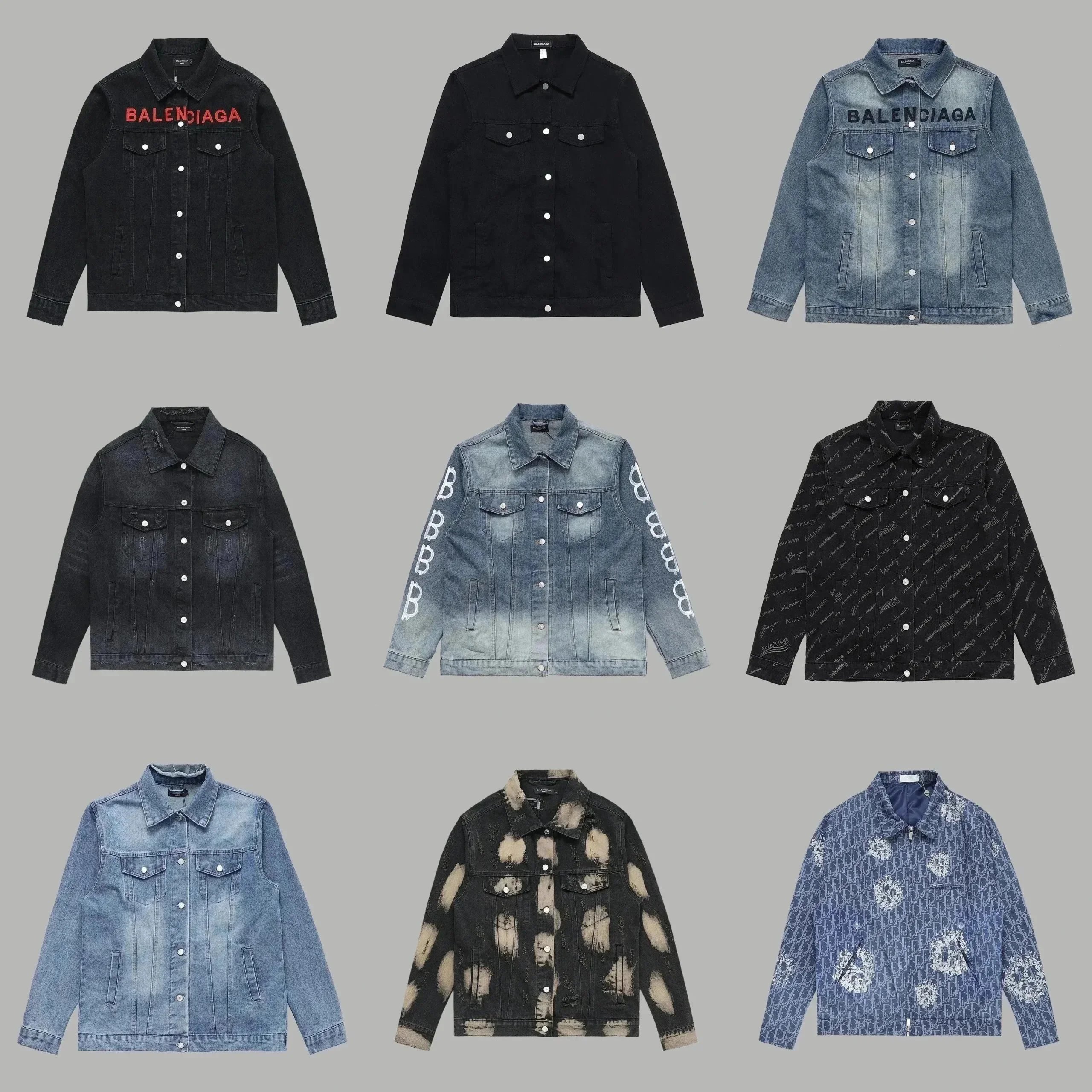 Balenciaga Denim Jacket with Bold Logo Embroidery Black