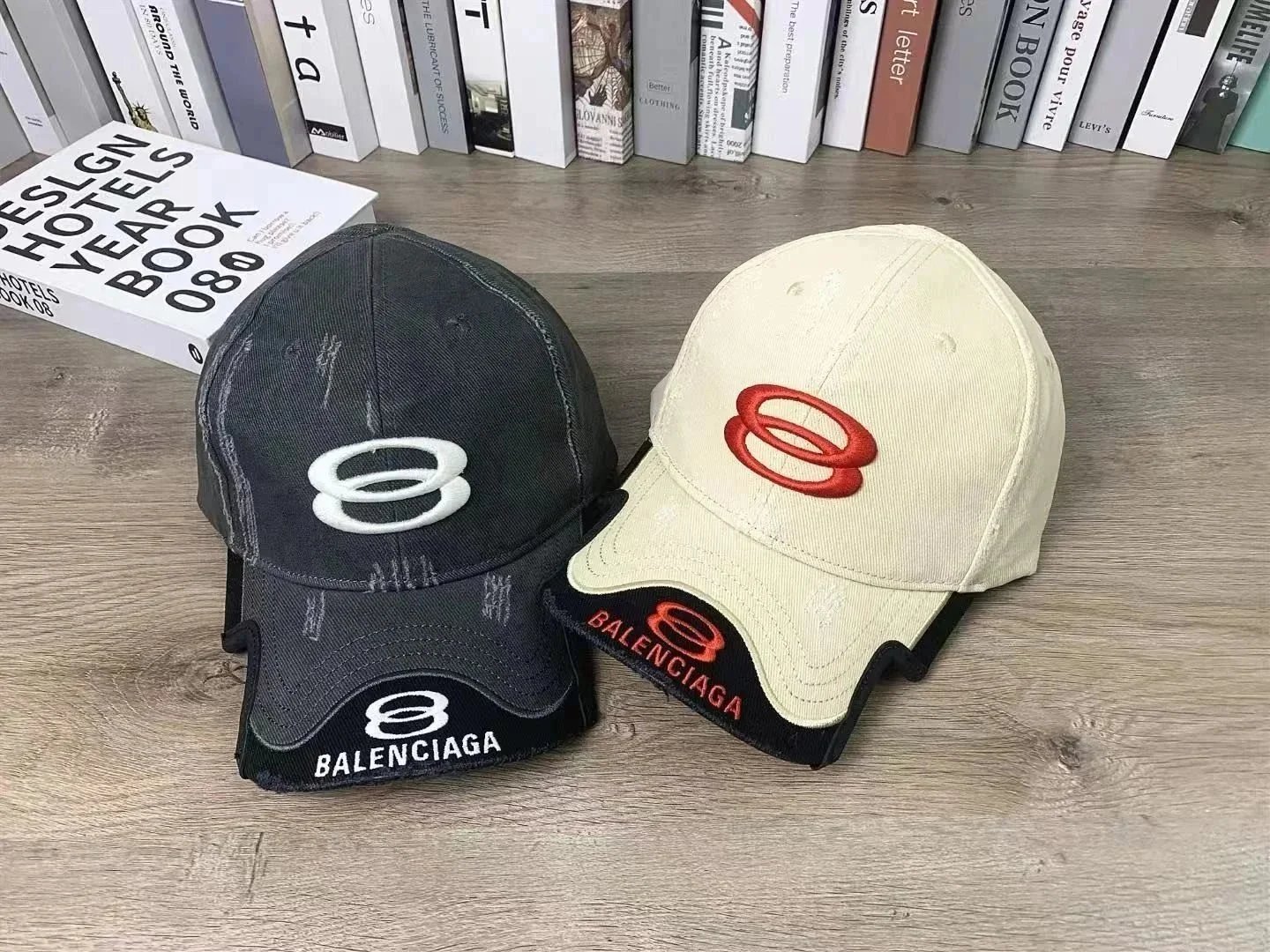 Balenciaga Double Circle Logo Distressed Baseball Cap