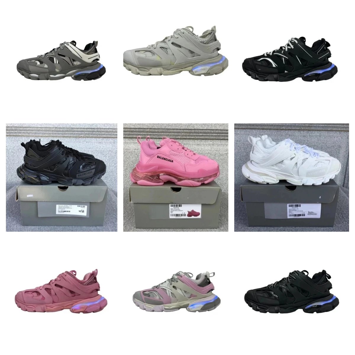 Balenciaga Track 2 Pink Mesh Sneaker with Clear Sole