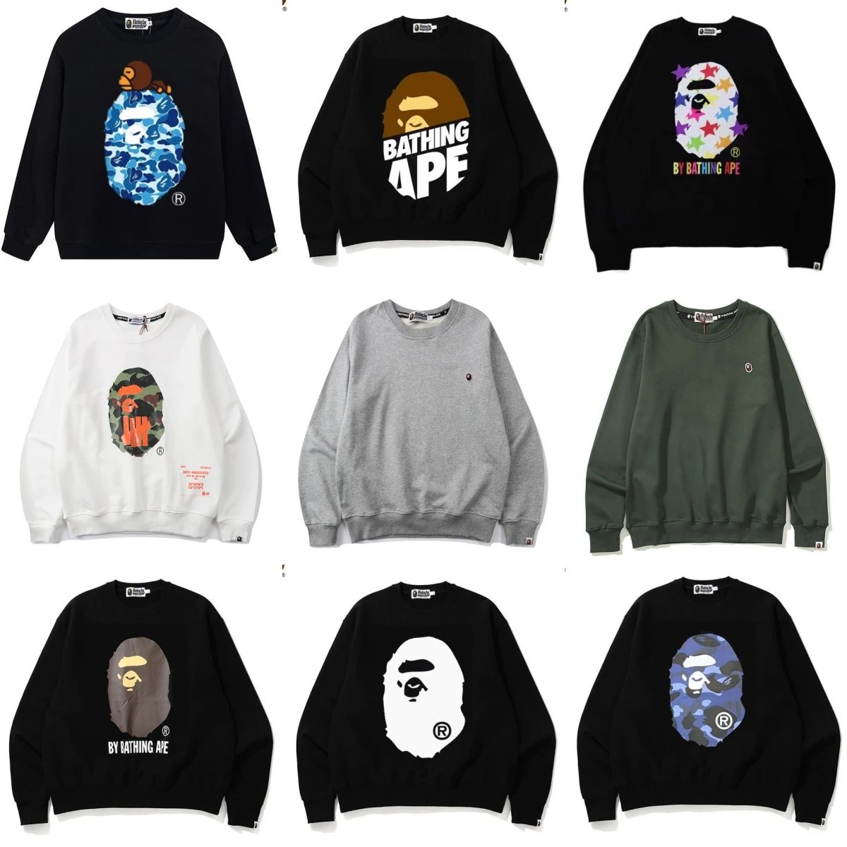 BAPE Classic Ape Head Crewneck Sweatshirt - Blue Camo