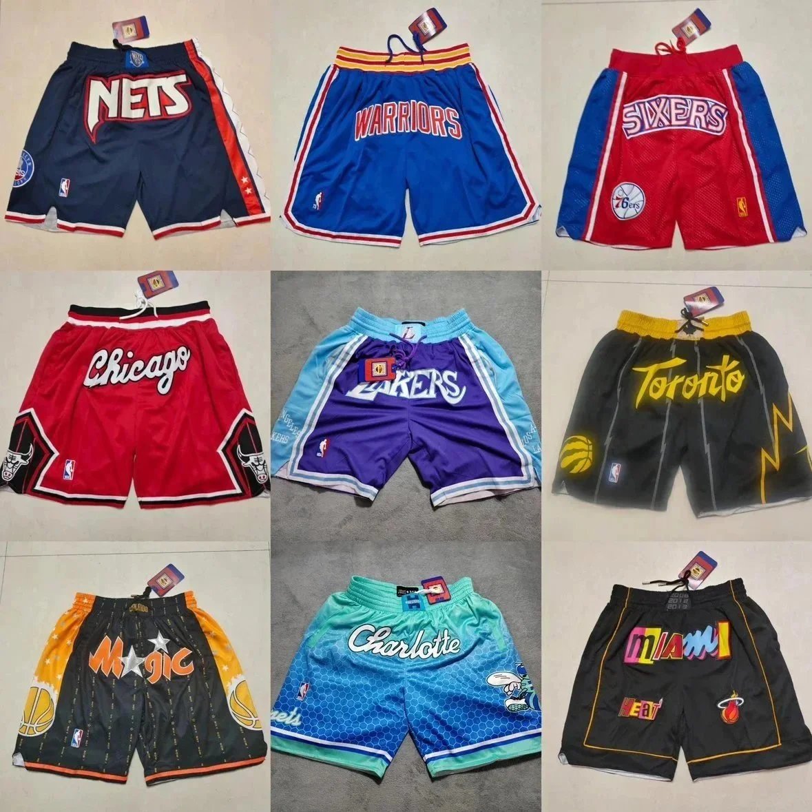 Brooklyn Nets Navy Red Mesh Basketball Shorts with Logo