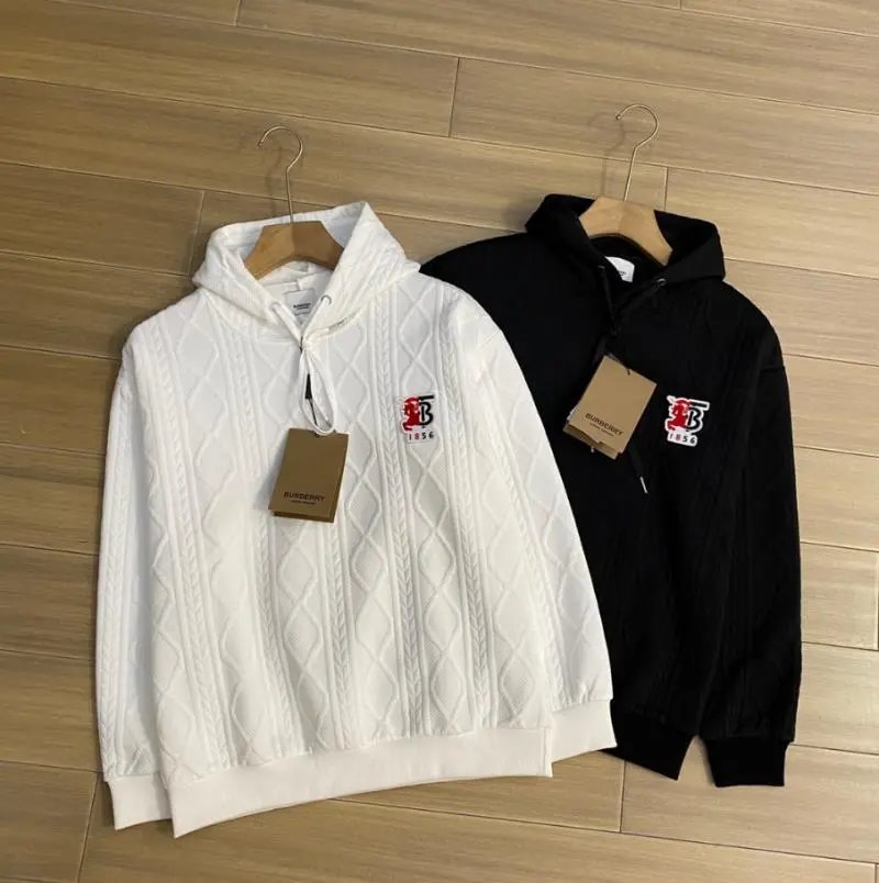 Burberry Cable-Knit Hoodie with Monogram Patch - White