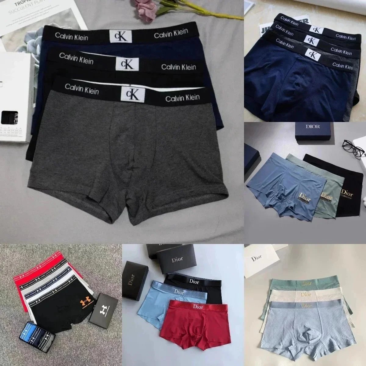 Calvin Klein Men's Cotton Boxer Briefs - Gray Black Navy