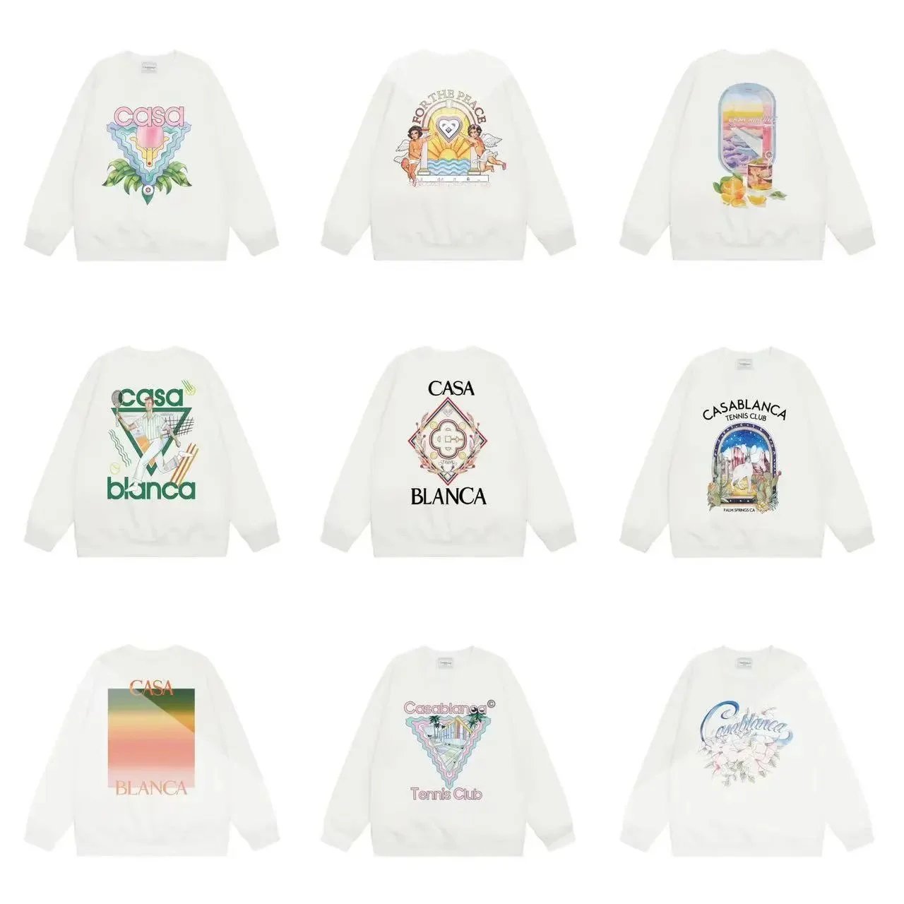 Casablanca White Graphic Sweatshirt Collection - Multi-Design Print