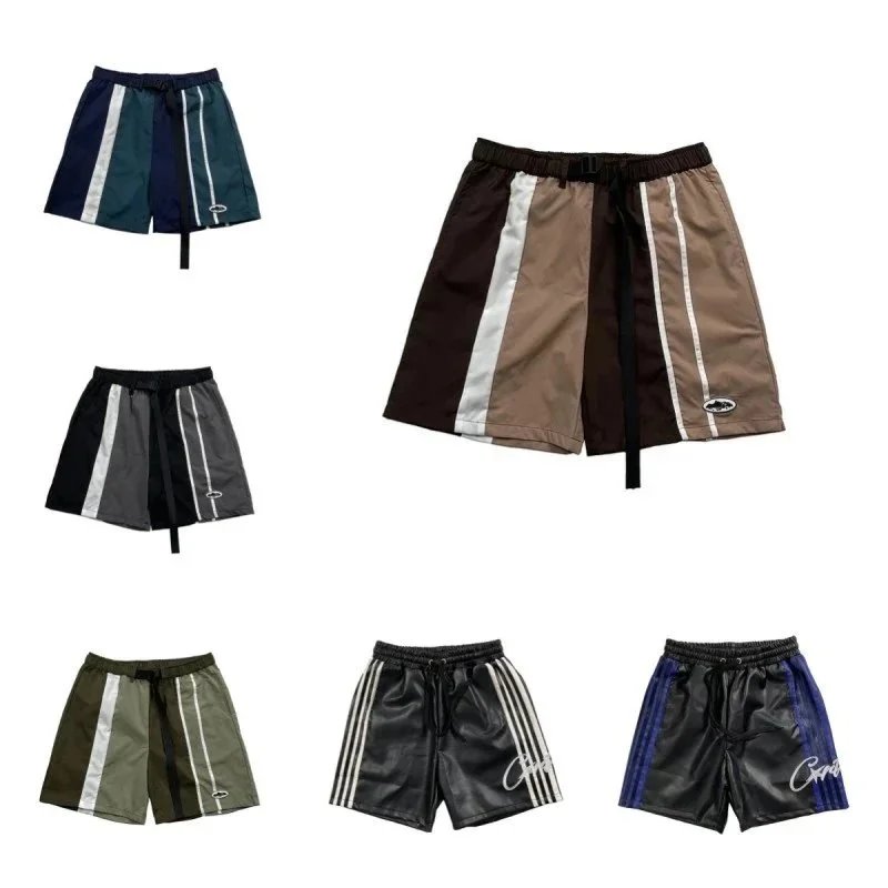 Cav Stripe Panel Shorts - Brown Black White Contrast Design