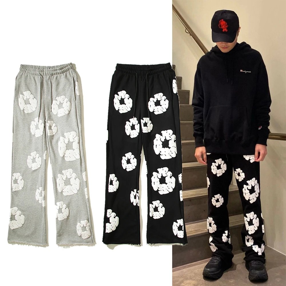Champion Floral-Print Wide-Leg Sweatpants - Black/Grey