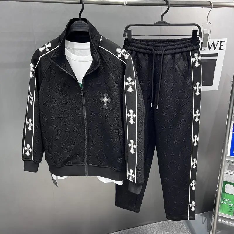 Chrome Hearts Black Embossed Cross Track Suit Set