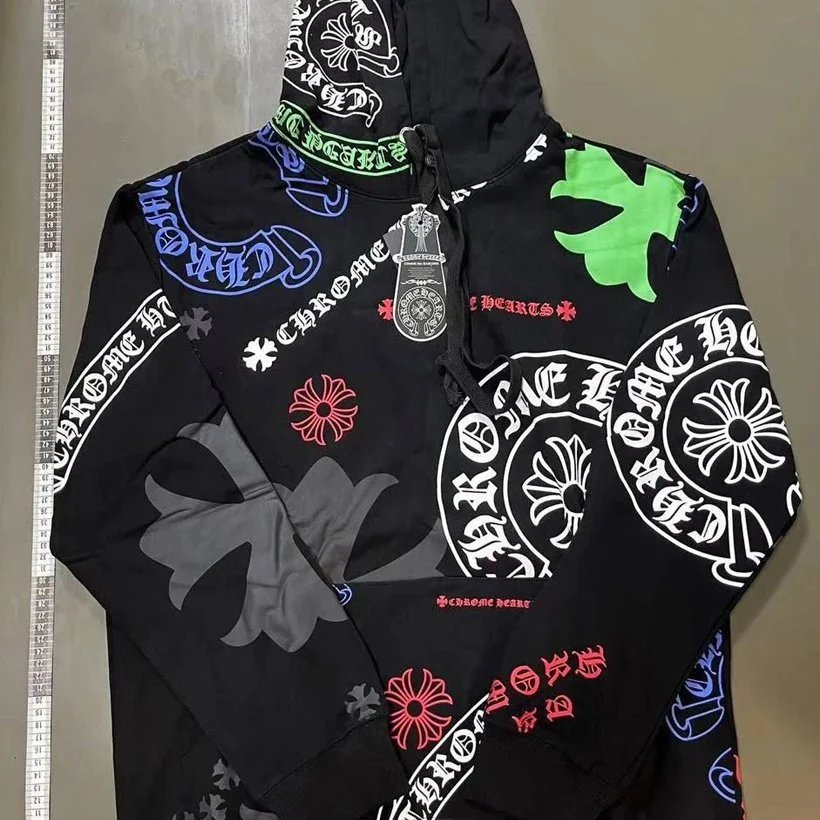 Chrome Hearts Black Hoodie with Multi-Color Logo Print