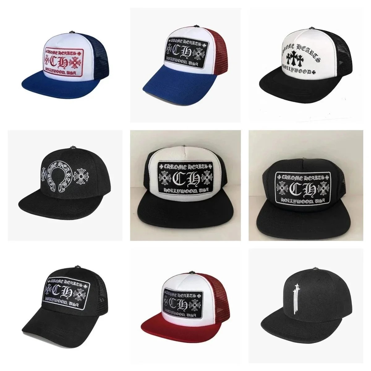 Chrome Hearts Trucker Hat White-Black Logo Patch Mesh Cap