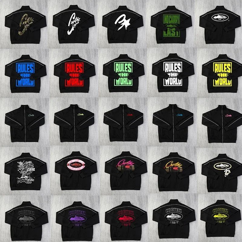 Corteiz Rules The World Graphic Zip-Up Jacket Black Neon Edition
