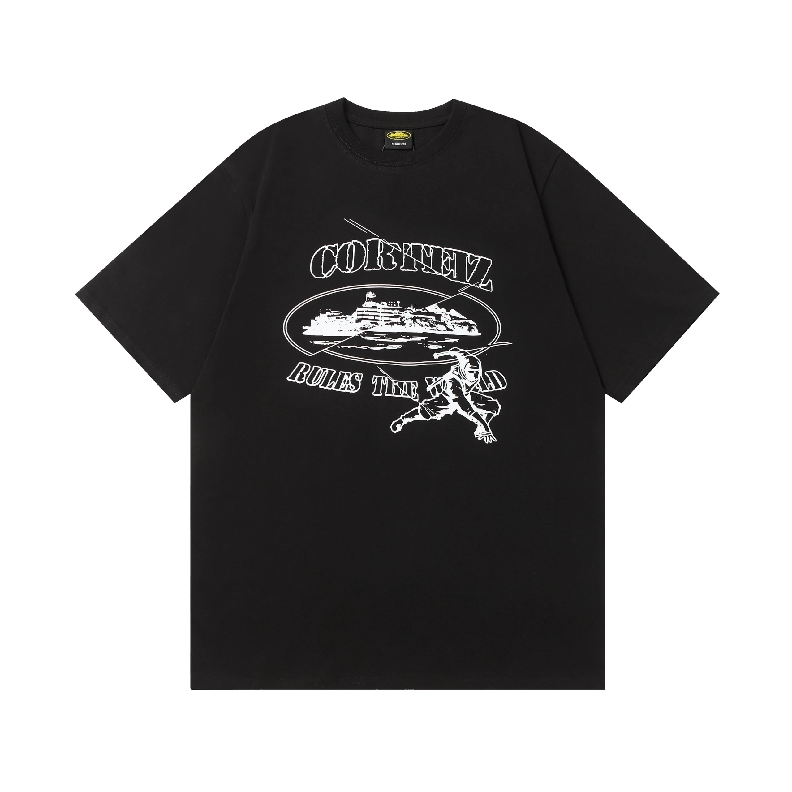 Cortez Rules the World Graphic Oversized Black T-Shirt