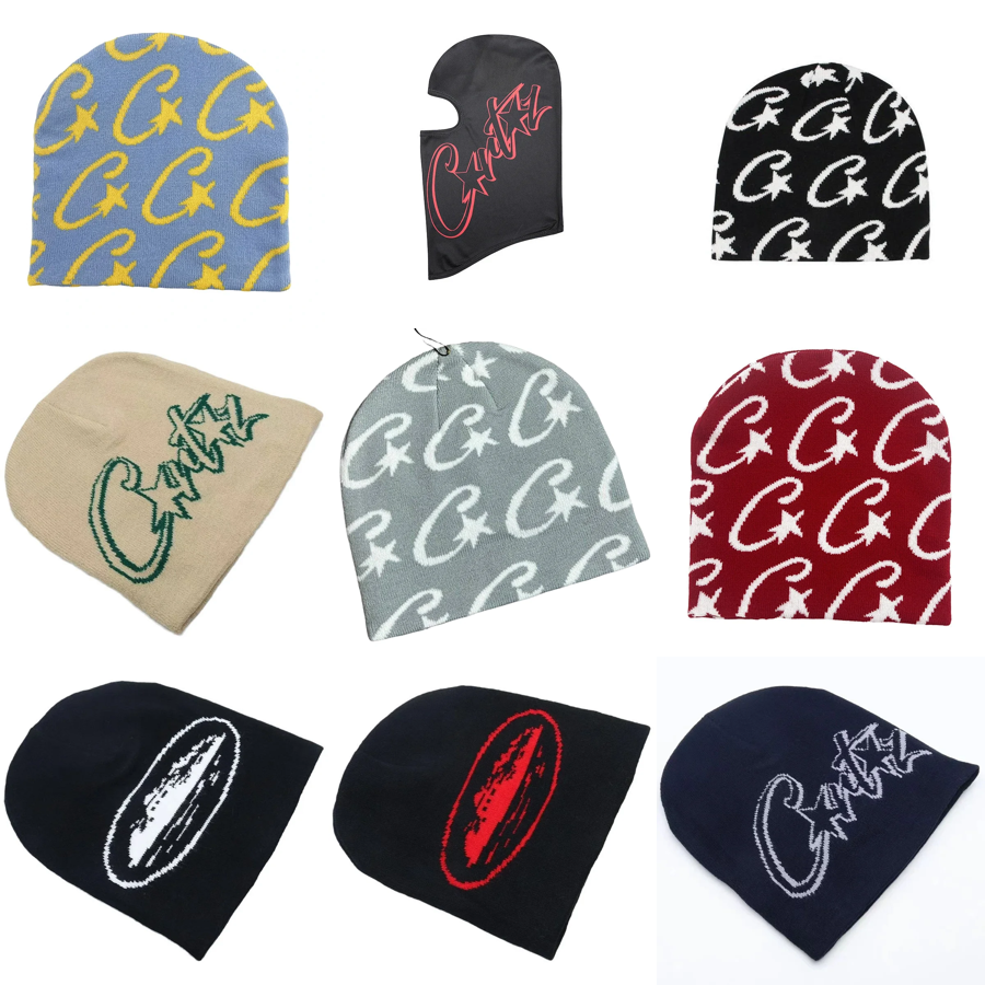 Cruiz Star Logo Knit Beanie Hat - Blue Yellow Pattern