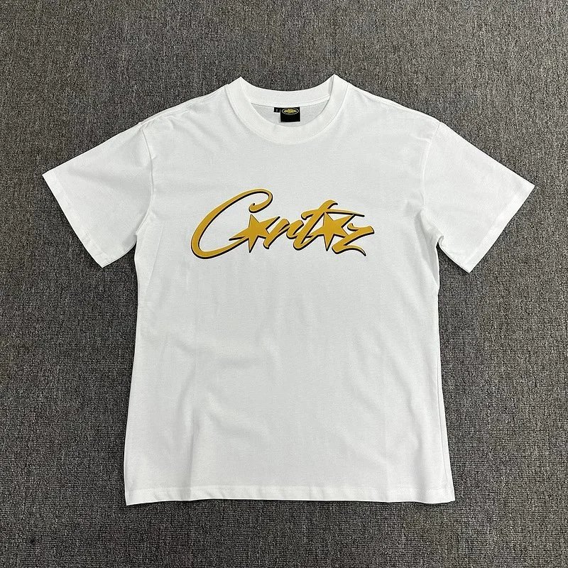 Cuntz Gold Script Logo White Cotton T-Shirt
