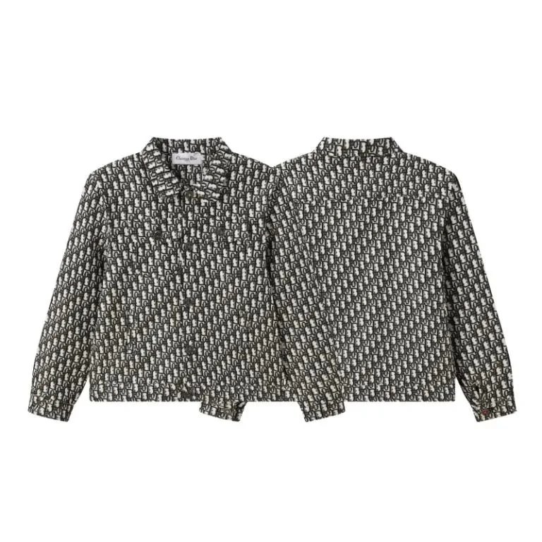 Dior Oblique Print Long-Sleeve Shirt with Collar and Button-Front