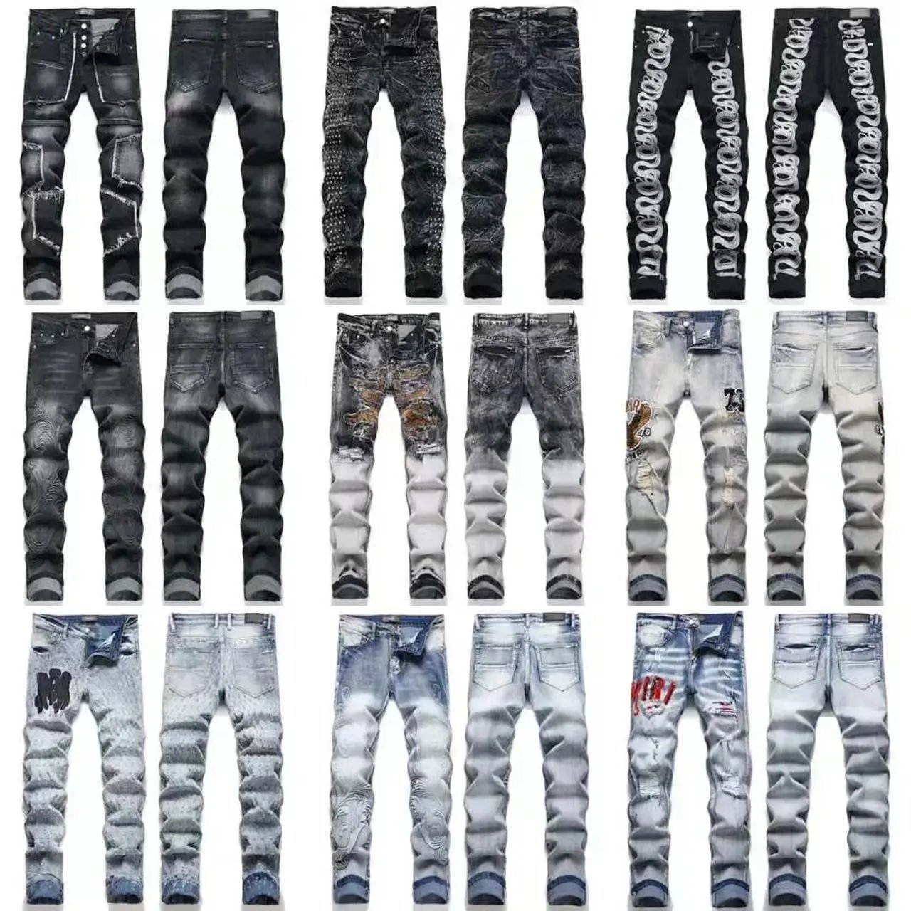 DSQUARED2 Distressed Ripped Denim Jeans with Embroidery and Studs