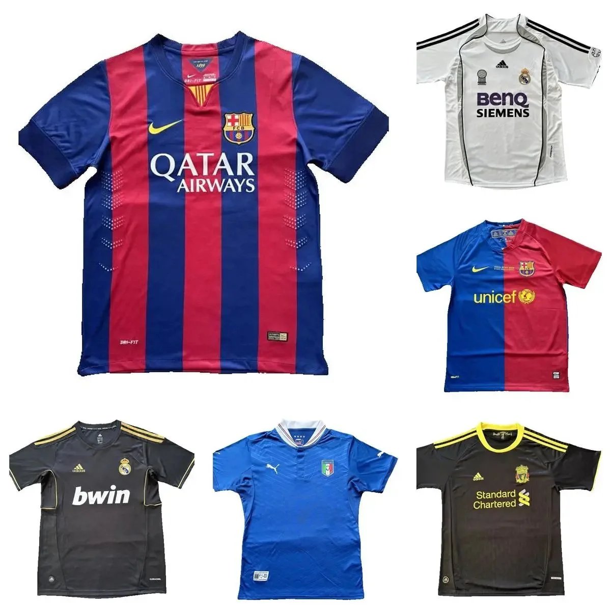 FC Barcelona 2013-14 Home Jersey Red-Blue Stripes Qatar Airways
