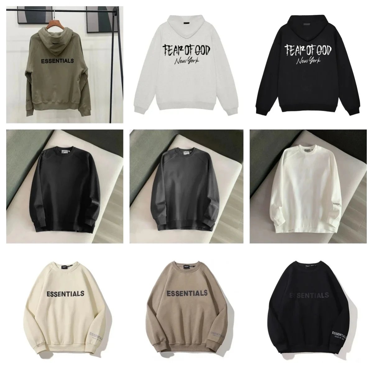 Fear of God Essentials Hoodie Sweatshirt - Olive Green Cropped