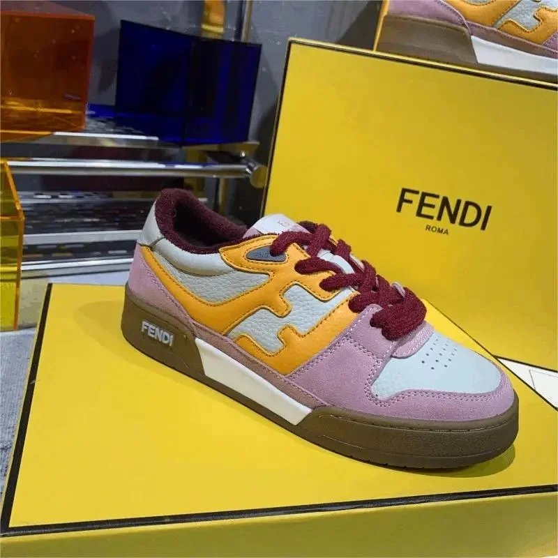 Fendi Roma Multicolor Logo Sneaker with Burgundy Laces