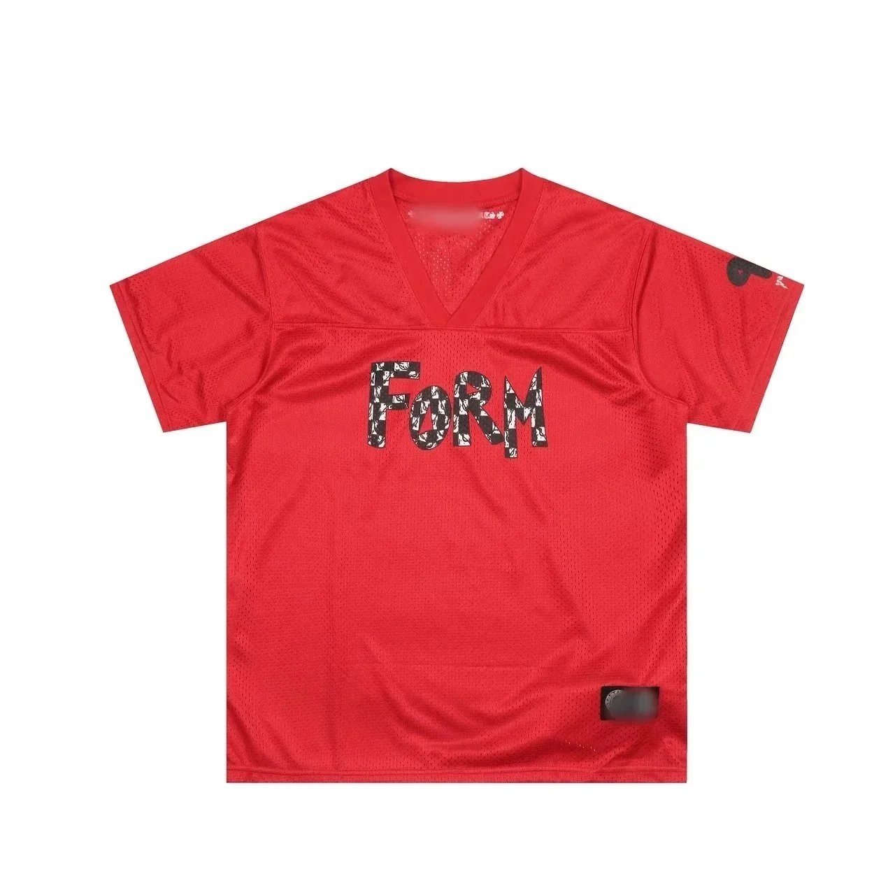 FORM Mesh V-Neck Jersey - Red with Patterned Logo