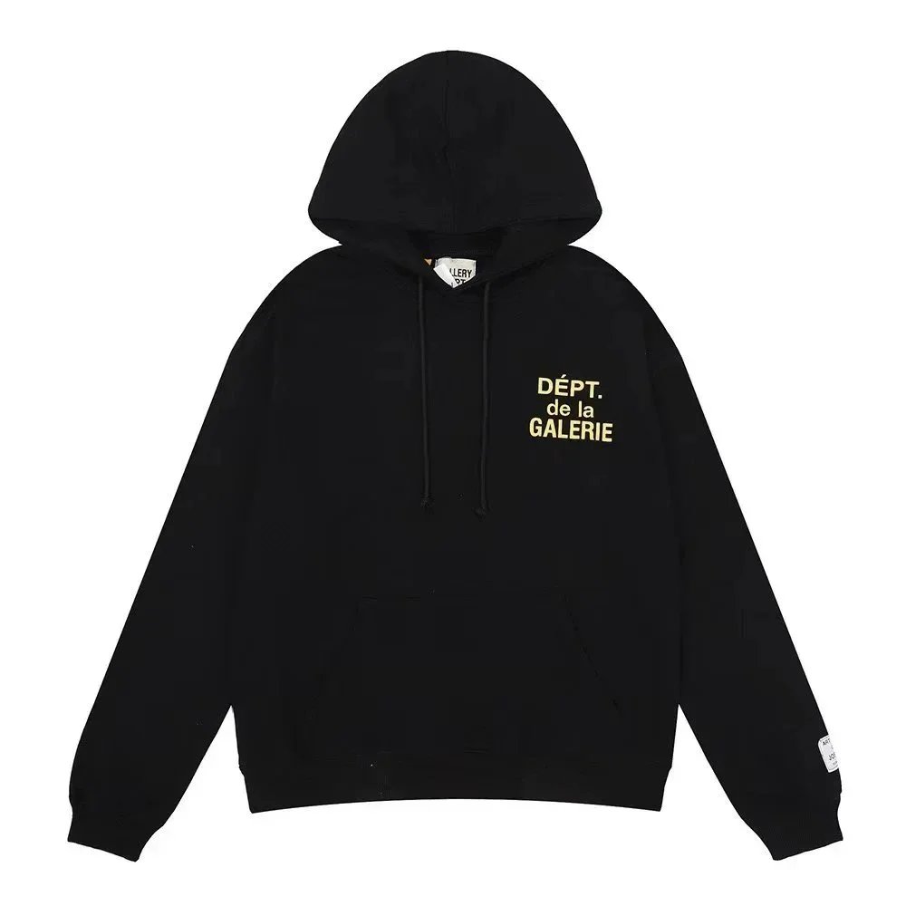 Gallery Dept. Black Hoodie with Gold 'Dépt. de la Galerie' Print