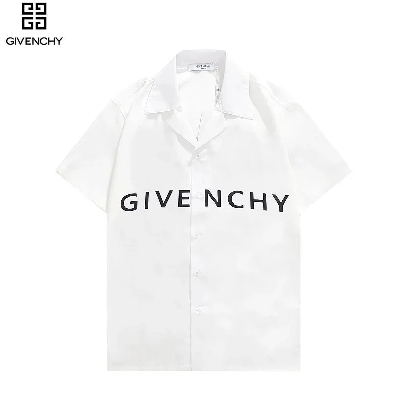 Givenchy White Short-Sleeve Logo Shirt with Bold Black Print
