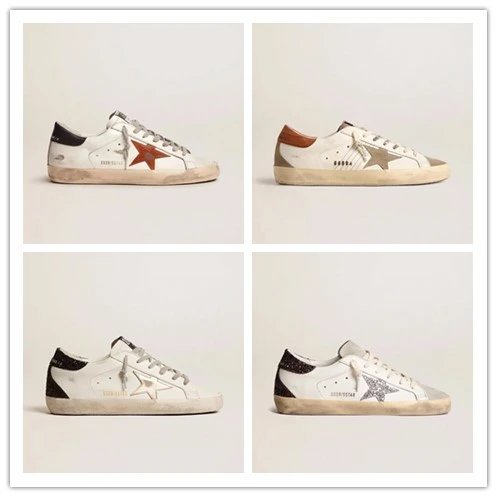Golden Goose Superstar Distressed White Sneakers with Star Detail