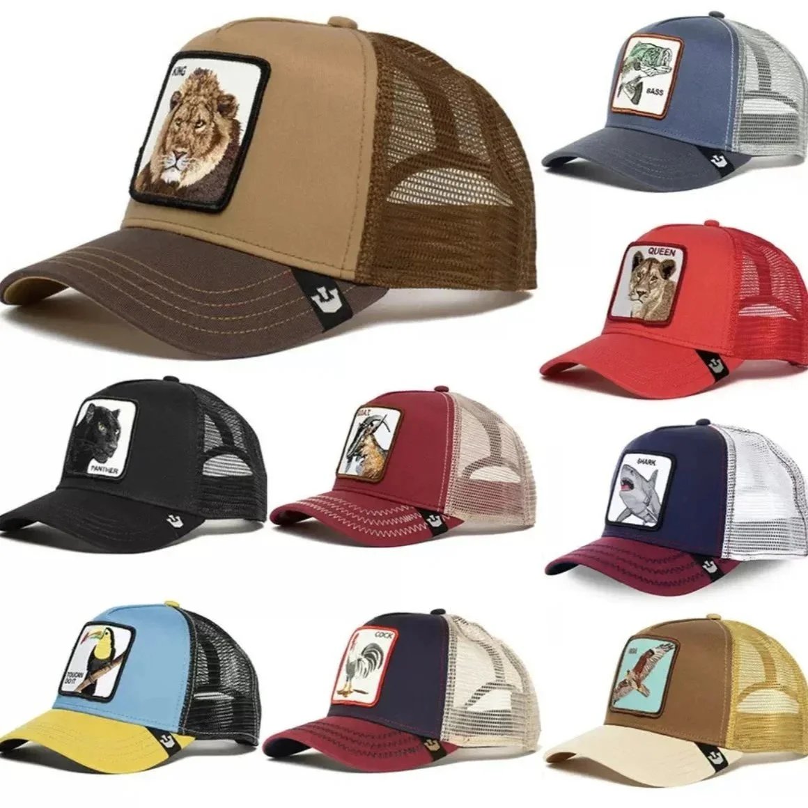 Goorin Bros King Lion Patch Trucker Hat Tan-Brown Mesh