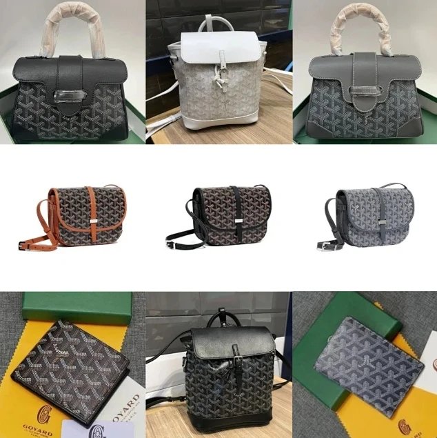 Goyard Saint-Louis PM Handbag with Chevron Pattern and Leather Trim