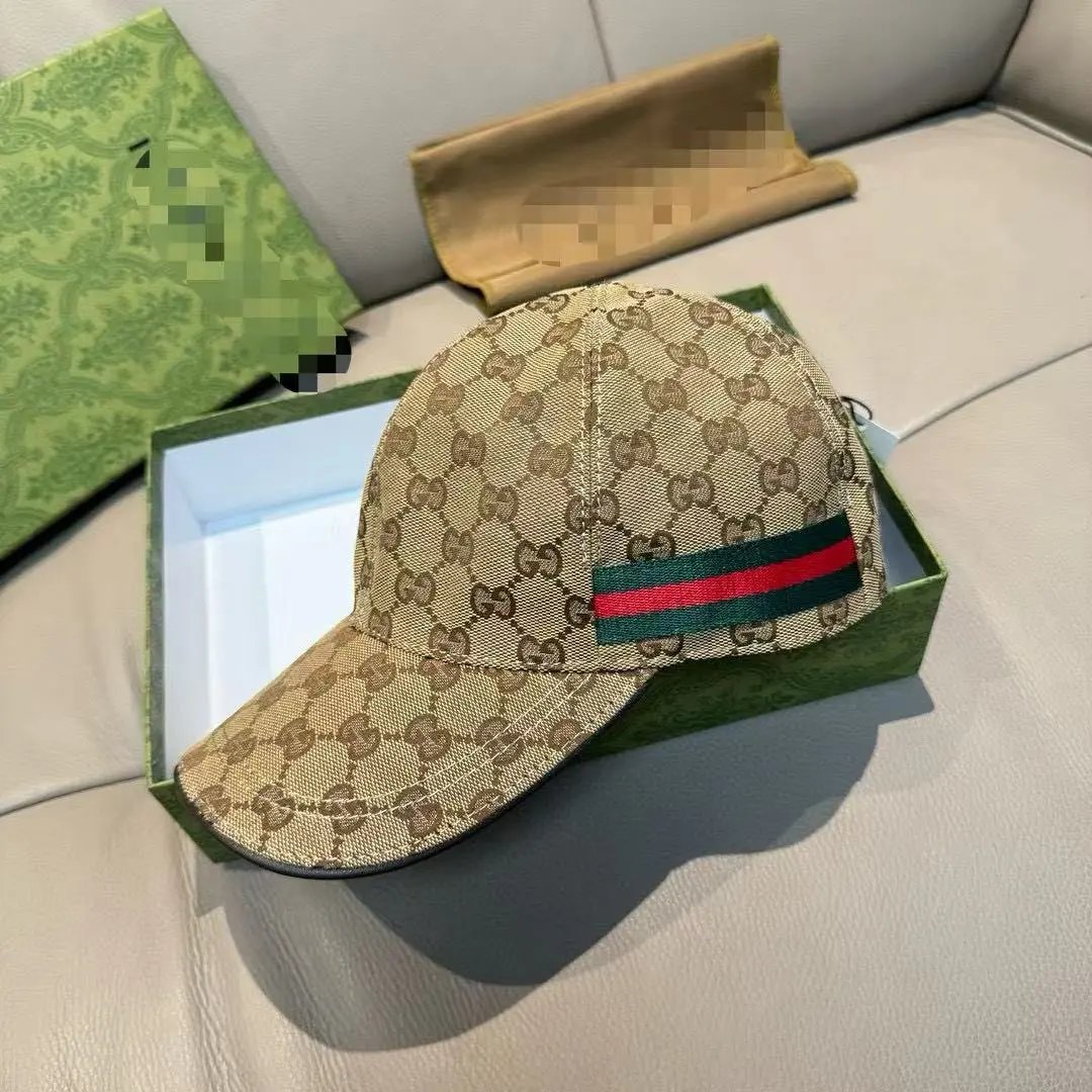 Gucci GG Monogram Baseball Cap with Web Stripe Beige