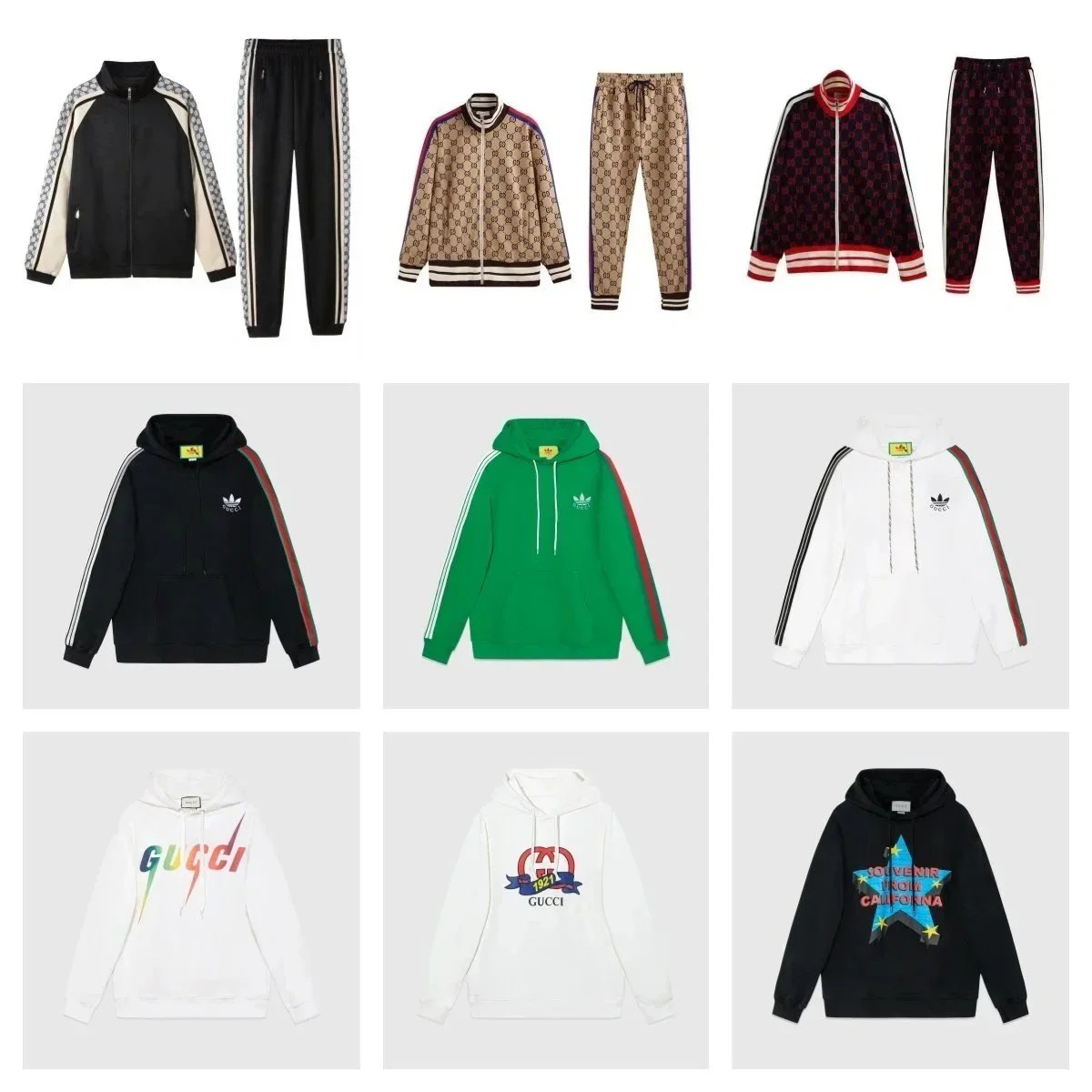 Gucci GG Monogram Track Jacket and Pants Set Black Beige
