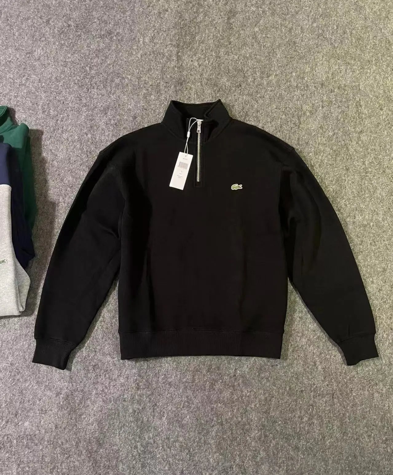 Lacoste Classic Half-Zip Sweatshirt Black with Crocodile Logo
