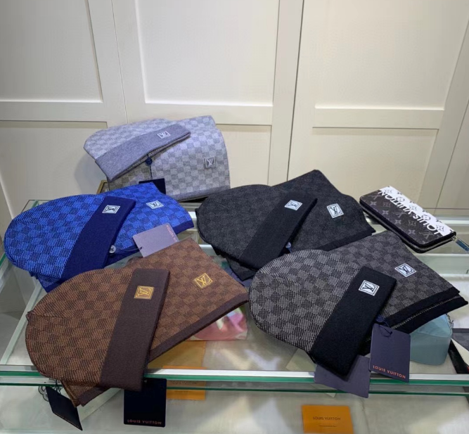Louis Vuitton Damier Graphite Beanie with Leather Trim
