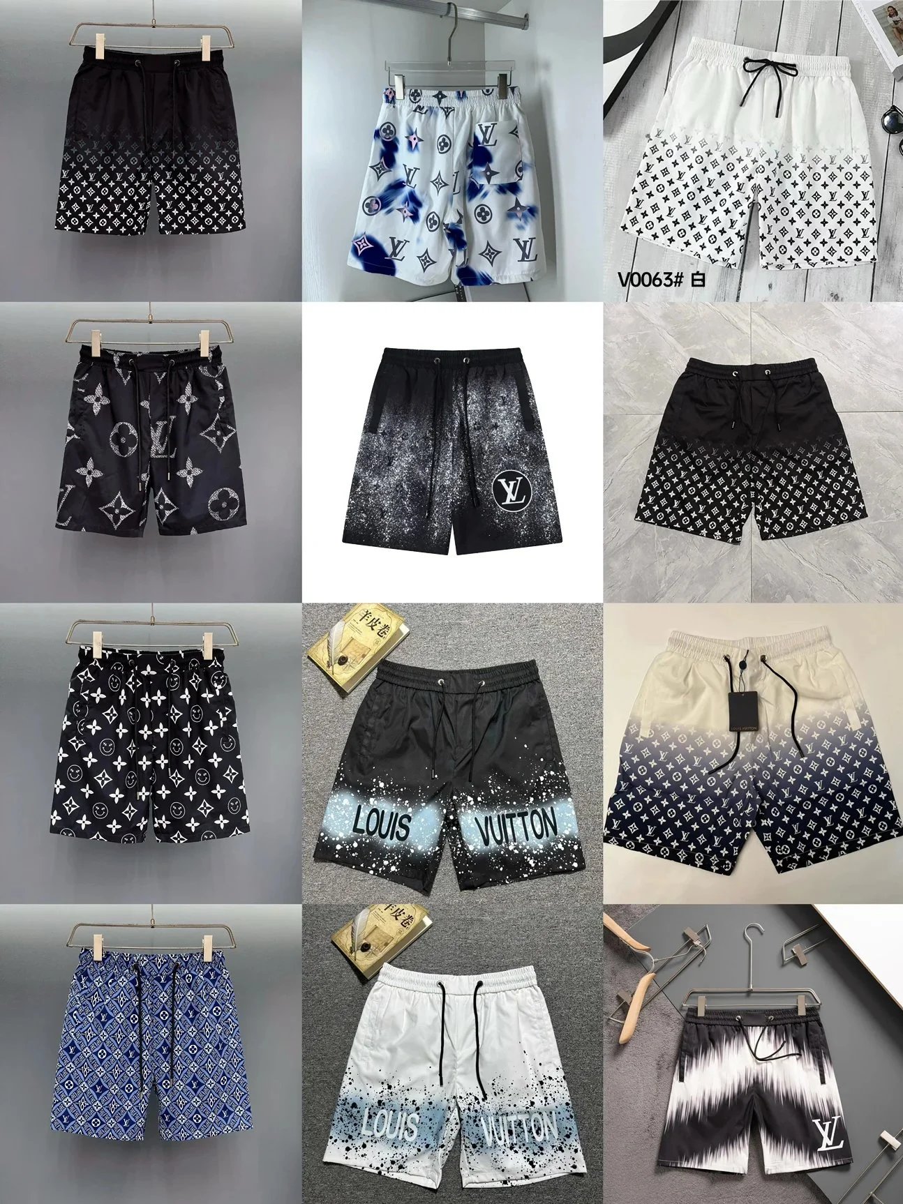 Louis Vuitton Monogram Gradient Swim Shorts Black White