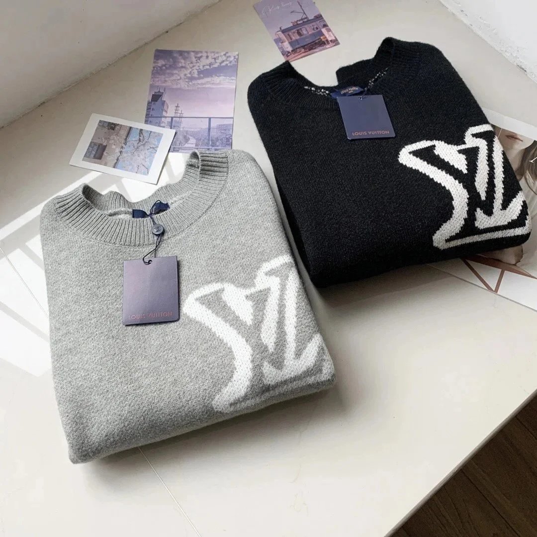 Louis Vuitton Monogram Knit Sweater - Gray and Black