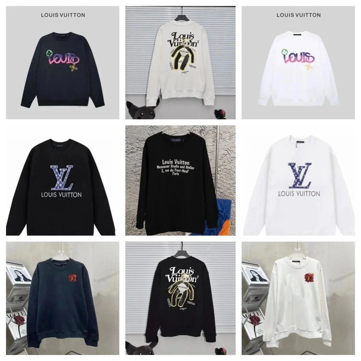 Louis Vuitton Monogram LV Logo Crewneck Sweatshirt Black