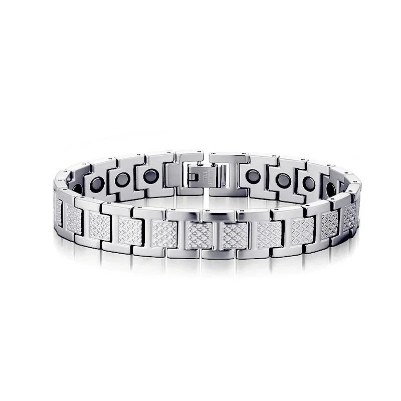 Magnetix Titanium Magnetic Therapy Bracelet with Diamond-Textured Links