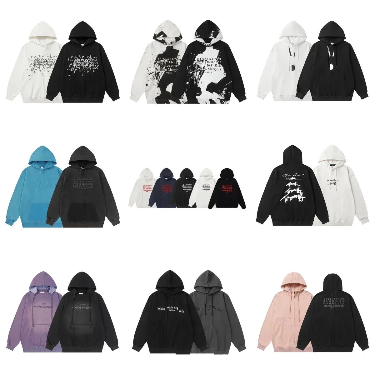 Maison Margiela Replica Paint Splatter Hoodie Black/White