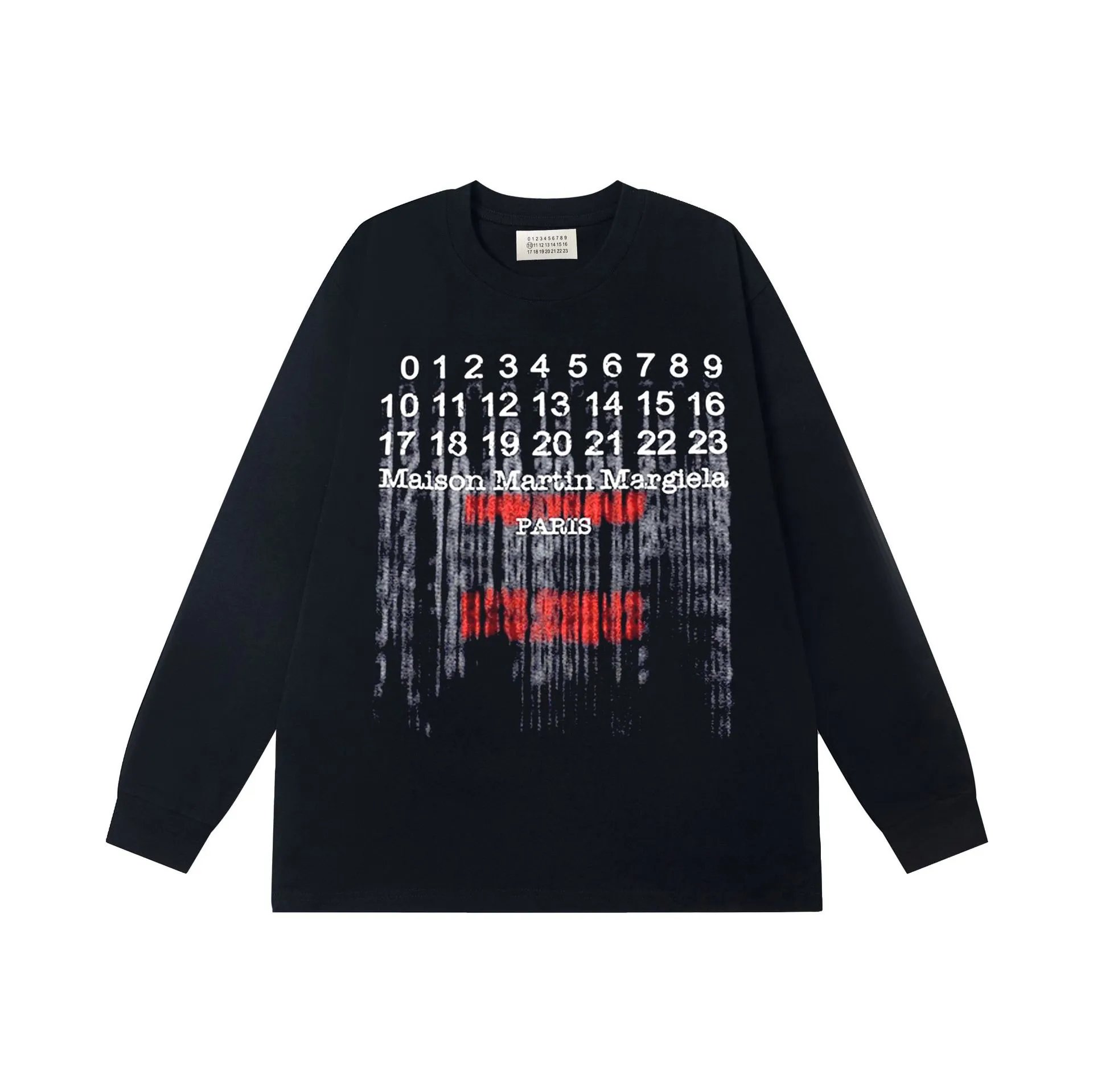 Maison Martin Margiela Numeric Barcode Long-Sleeve T-Shirt Black
