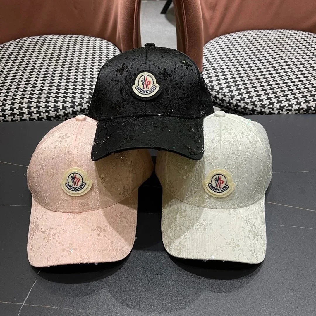 Moncler Embroidered Floral Baseball Cap - Black Pink Cream