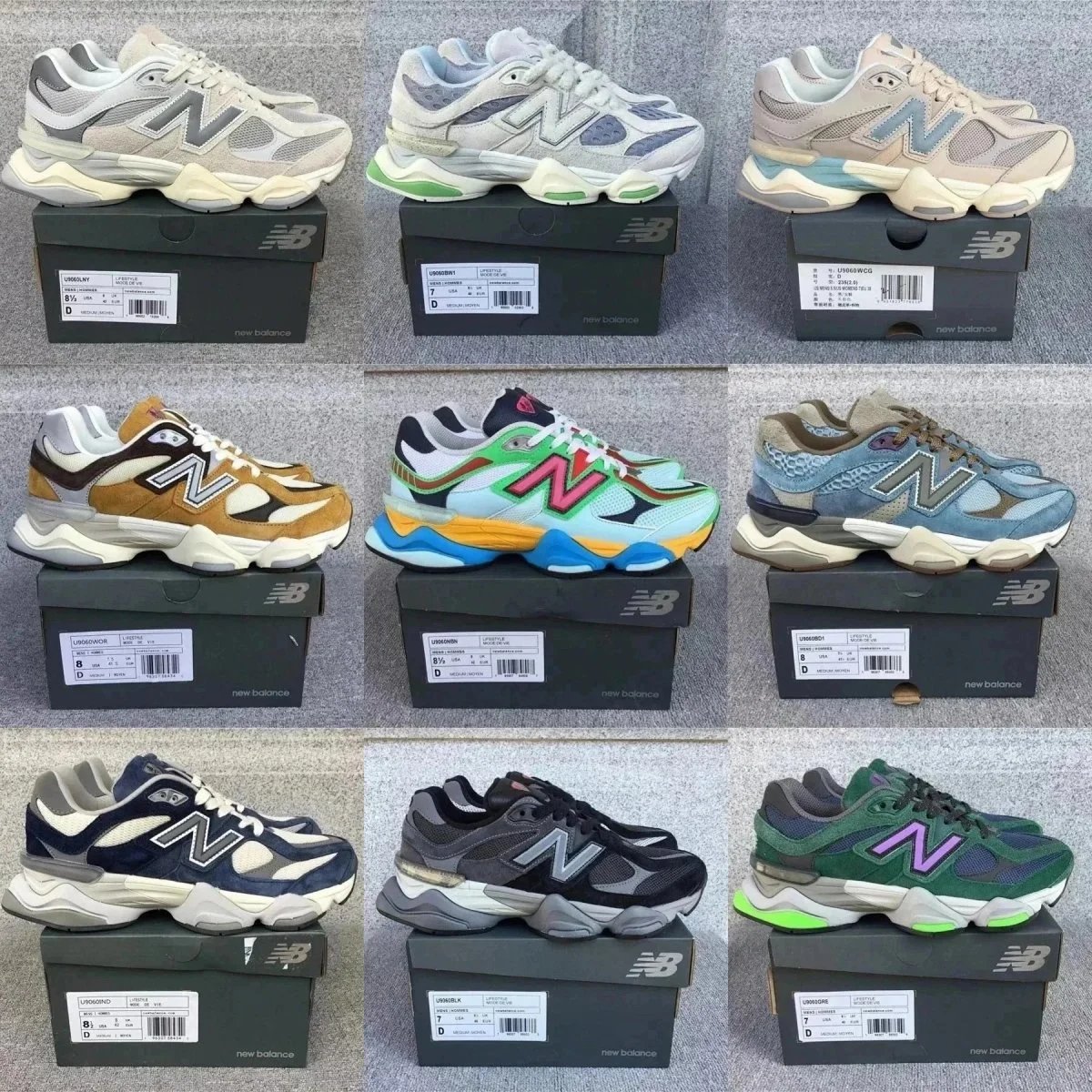 New Balance 9060 Beige Gray Mesh Chunky Sneaker with N Logo